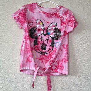 Disney Minnie Mouse, Pink & Red Tie Dye T-Shirt, Hearts